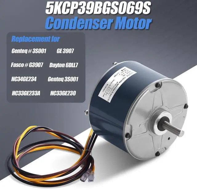 Alt view image 3 of 7 - 5KCP39BGS069S Condenser Fan Motor OEM Standard-1/10 hp, 1100 RPM, 208-230V Condenser Fan Motor Compatible with Carrier HAVC Dayton 6DLL7,Genteq #3S001,Fasco #G3907 HC33GE233A HC34GE234 HB33GQ230