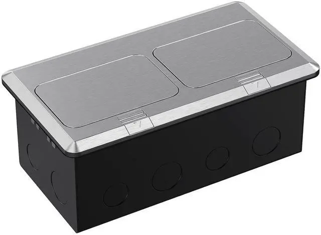 Alt view image 2 of 6 - WEBANG Dual Pop-Up Floor Box Electrical Kit, 20A Tamper-Weather Resistant Duplex Receptacle Outlet, Corrosive Resistant Hardware, with Watertight Gasket, ETL Listed, Brushed Nickel