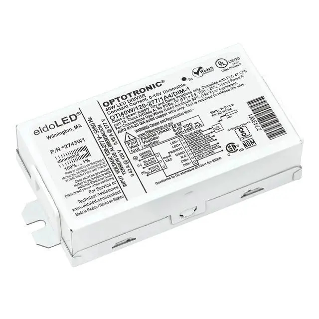 Alt view image 2 of 6 - Pack of 10 - eldoLED *2743W1 OPTOTRONIC Programmable Compact 40 Watts Constant Current LED Driver, 0-10V Dimmable OTi40W/120-277/1A4 DIM-1 (57351)