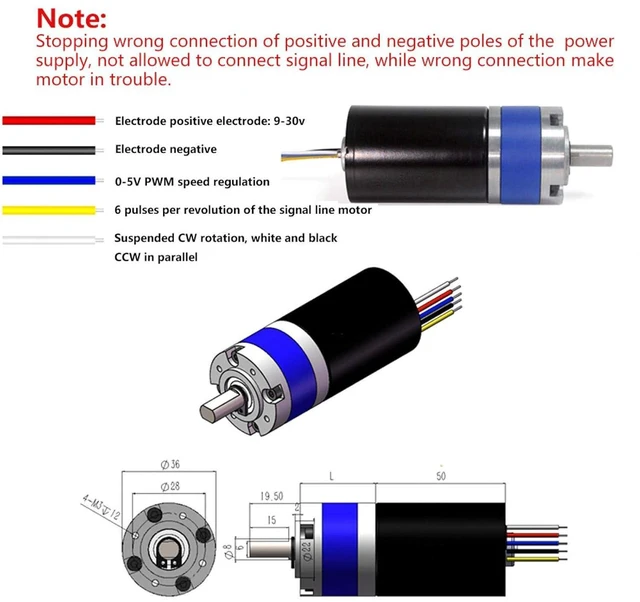 Alt view image 6 of 7 - 36mm Brushless Geared Motor, 12V, 430 RPM, Low Noise, Metal Gear, for DIY Projects, Mechanical Parts, Automation Accessories