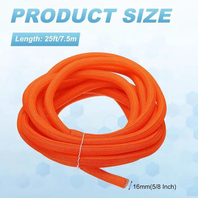 Alt view image 2 of 7 - MECCANIXITY Split Sleeve Wire Loom 1/2" 25Ft Orange Self Wrapping Braided Sleeve UL94-V2 Fireproof PET Sleeving for Automotive, Home Cable Management