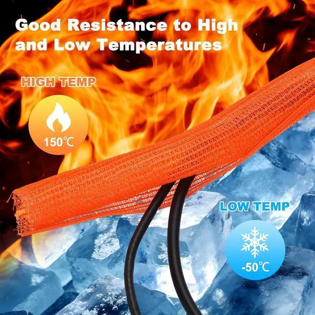 Alt view image 5 of 7 - MECCANIXITY Split Sleeve Wire Loom 1/2" 25Ft Orange Self Wrapping Braided Sleeve UL94-V2 Fireproof PET Sleeving for Automotive, Home Cable Management