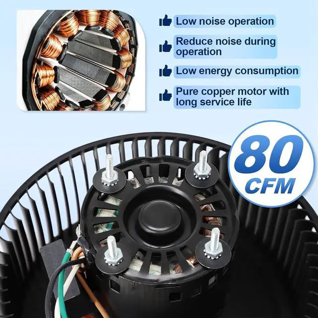 Alt view image 5 of 7 - S97018218 Fan Motor for Broan NuTone QTR110, QTRN110L, QTRN110, QTN110E, QTN110LE, QT110LE, QTR110L, QTR100L, QT110E, QT90L Bathroom Exhaust Fan Motor Replacement, 80CFM, 650 RPM