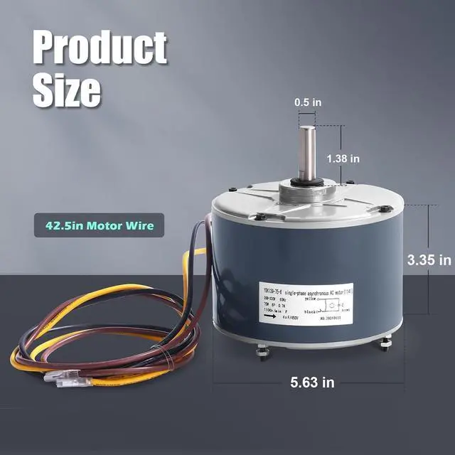 Alt view image 5 of 7 - 5KCP39BGS069S Condenser Fan Motor OEM Standard-1/10 hp, 1100 RPM, 208-230V Condenser Fan Motor Compatible with Carrier HAVC Dayton 6DLL7,Genteq #3S001,Fasco #G3907 HC33GE233A HC34GE234 HB33GQ230