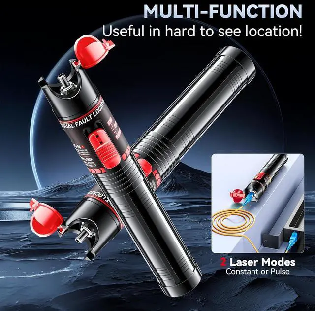 Alt view image 5 of 7 - Visual Fault Locator 30KM - Rechargeable VFL Fiber Optic Tester Kit Include Single Mode 9/125um FC Male to LC Female Adapter, Fiber Optic Lights for Network Cable