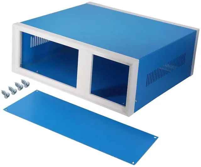 Main image of Zulkit Junction Box Blue Metal Project Box DIY Electric Enclosure Case Preventive Case Electrical Box 12.2 x 11.2 x 4.5 inch