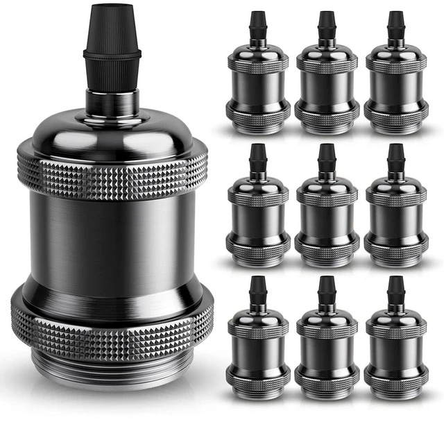 Main image of DiCUNO E26 Vintage Light Socket, Black Medium Base for Edison Pendant Lights, DIY Lamps & Industrial Lighting, 10-Pack