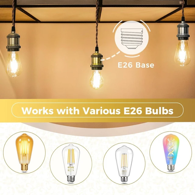 Alt view image 5 of 6 - DiCUNO E26 Vintage Light Socket, Black Medium Base for Edison Pendant Lights, DIY Lamps & Industrial Lighting, 10-Pack