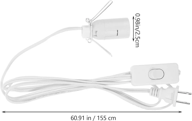 Alt view image 2 of 7 - Artibetter 6 Pack E12 Socket Lamp Cords with Adjustable Metal Clip and on/Off Switch, 61.02 Inch White Cable for Lamps, Christmas Village Houses, Holiday Decorations, Paper Lanterns