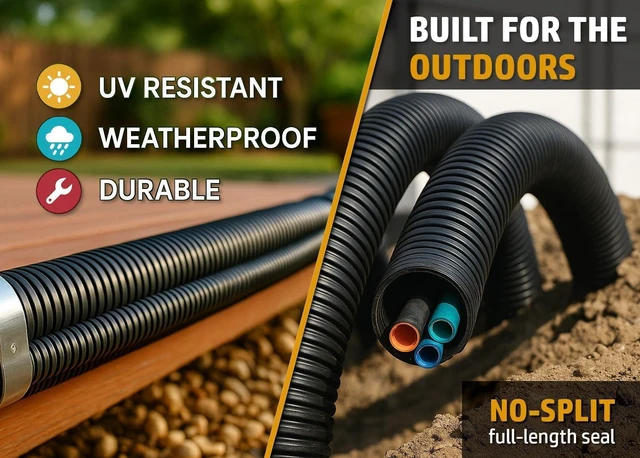 Alt view image 5 of 7 - MGI SpeedWare 25ft Corrugated Conduit, Black Wire Tubing (1/2")
