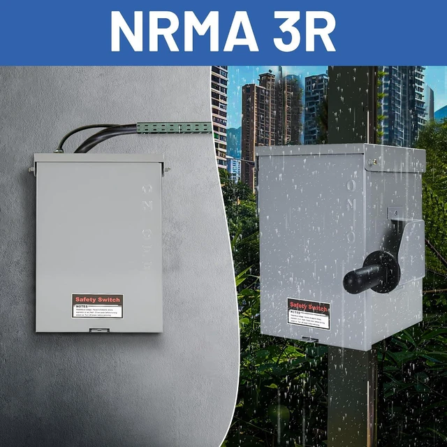 Alt view image 7 of 7 - General Safety Switch 200 Amp, 2 Pole 120V/240V, Non-Fuse AC Disconnect Switch Box, Outdoor and Indoor, NEMA-3R Housing, Anti-Corrosion and Rust Prevention
