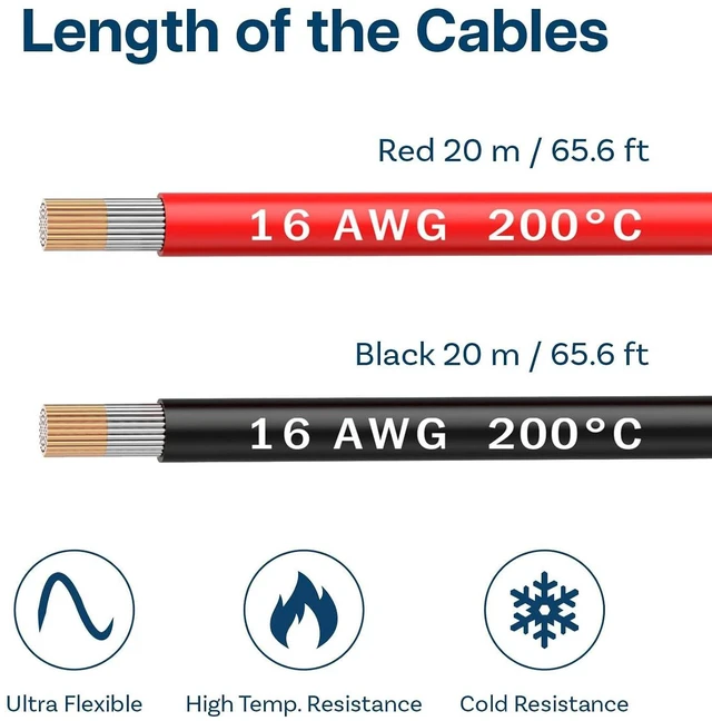 Alt view image 2 of 6 - MMOBIEL 16 AWG Electrical Silicone Wire - 16 Gauge (1.31mm²) Tinned Copper Cable 20 m / 65.6 ft 2 Separate Wires Red & Black for RC, Drones, 3D Printers, Batteries, Speaker Wires, Led Strips