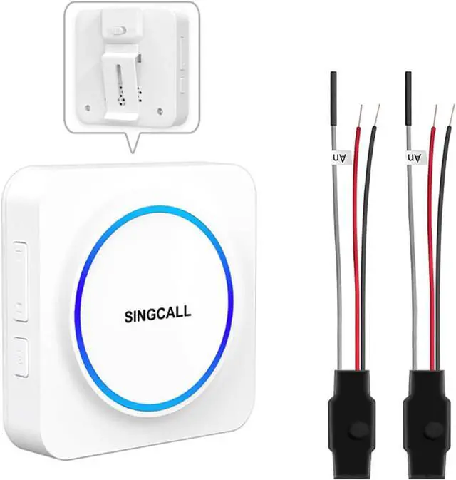 Main image of SINGCALL Wireless Doorbell Extender Convert Wired to Wireless for Existing Wired Doorbell Portable LED Receiver 32 Chimes & 0-100dB Volume Easy Install for Home/Garage/Apartment 1 Receiver 2 Extenders