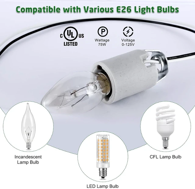 Alt view image 2 of 7 - E12 Socket,Ceramic Chandelier Socket E12 Bulb Lamp Holder,Light Socket with Wire Lead for E12 Incandescent LED Light Bulb (10-Pack)
