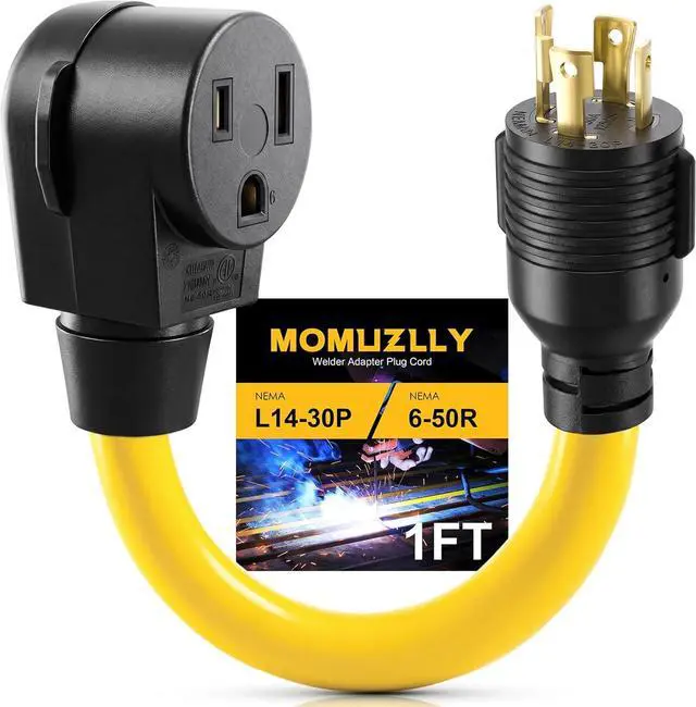 Main image of Generator Welder Adapter Plug Power Cord NEMA L14-30P to 6-50R Welder Plasma Cutter Plug, 4 Prong 30 Amp Twist Lock Male Plug to 3 Prong 50 Amp 220V Welding Female, ETL Listed, 1FT