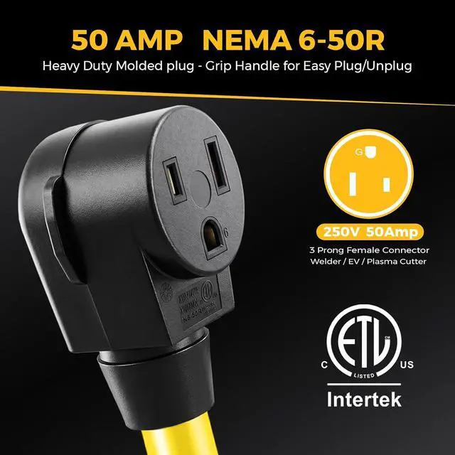 Alt view image 4 of 7 - Generator Welder Adapter Plug Power Cord NEMA L14-30P to 6-50R Welder Plasma Cutter Plug, 4 Prong 30 Amp Twist Lock Male Plug to 3 Prong 50 Amp 220V Welding Female, ETL Listed, 1FT