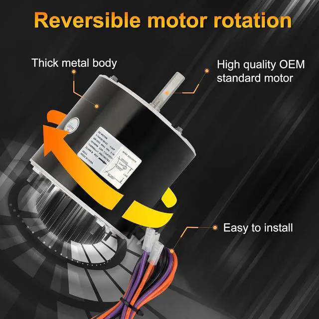 Alt view image 5 of 6 - 68J24 Condenser Fan Motor Replaces for Lennox 68J2401, 1/3 HP, 208/230V-1Ph, 60HZ, 1075 RPM, Substitute for 97M62, 69W96, 100483-29, 100483-01, K55HXGCE-8094