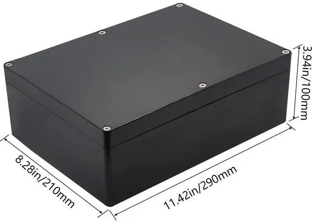 Alt view image 2 of 7 - ABS Plastic IP65 Waterproof Electrical Project Case with 4 M16 Cable Glands, Black, 11.42x8.27x3.94 inch (290 x 210 x100 mm), Includes Box, Screws, Gasket, Cable Glands