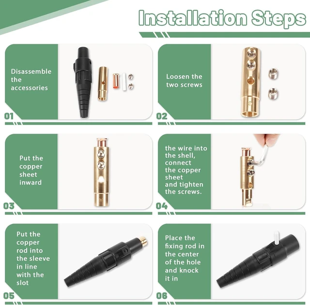 Alt view image 6 of 6 - (5 Pcs Female) CLS40 400A Camlock Connector Set, Cam Lock Fittings for Power Distro Cord, 2/0-4/0 AWG Cables, 600V Camlock Power Sockets with 5 Colors