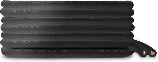 Main image of TEMCo 8 AWG/Gauge Solar Cable - Made in The USA 100 Feet Black (Variety of Lengths Available)