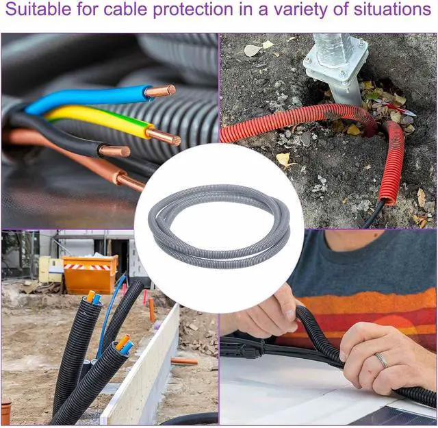 Alt view image 6 of 6 - DMiotech 100ft Wire Loom Split Tubing 1/2 Inch(12.7mm) ID, Cord Protectors from Pet Flexible Conduit Cable Management for Office Home Garden, Gray