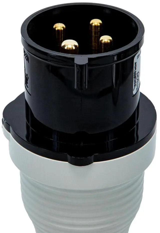 Alt view image 5 of 7 - Walther Electric 230405 Pin and Sleeve Plug 30A 4 Wire 3ø 600 VAC 5Hr IP44 Splashproof - 430P5 Industrial Grade IEC (Black)