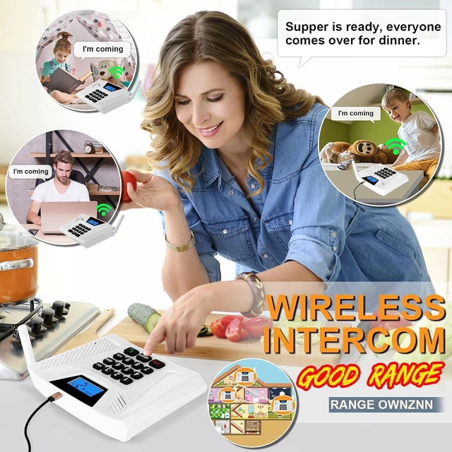 Alt view image 5 of 7 - Intercoms Wireless for Home Hands Free, 2024 Upgraded Intercom 5300ft with Automatic Answer, 9 Channel Full Duplex Home Intercom System Fit for Hospital Business House(6 Packs White)