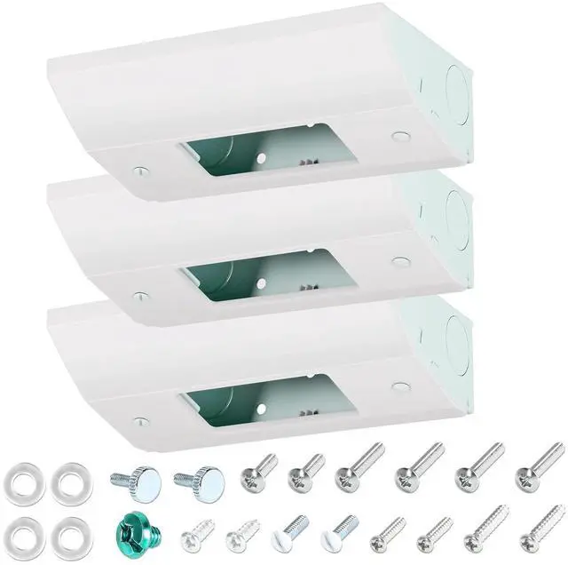 Main image of 3 Pack Low Profile Under Cabinet Outlet Box, Slim Under Cabinet Electrical Outlets, Easy to Install, Heavy Duty Metal Structure, Excellent Surface Powder Coating, Keep Tile Backsplash Tidy