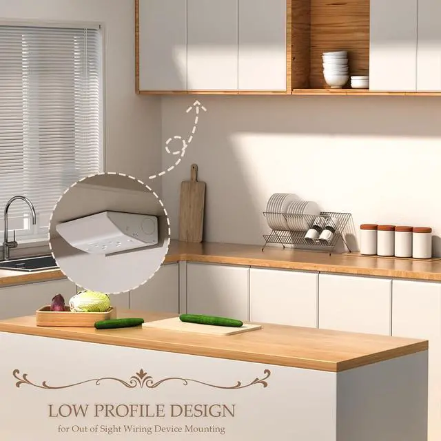 Alt view image 2 of 6 - 3 Pack Low Profile Under Cabinet Outlet Box, Slim Under Cabinet Electrical Outlets, Easy to Install, Heavy Duty Metal Structure, Excellent Surface Powder Coating, Keep Tile Backsplash Tidy