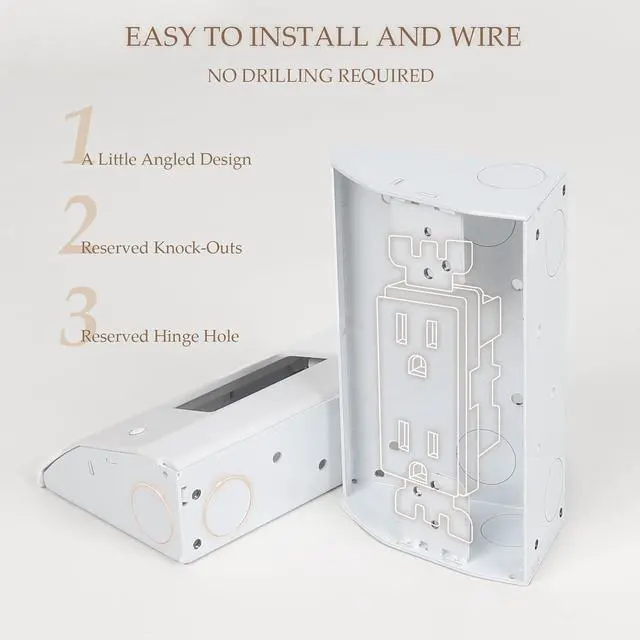 Alt view image 5 of 6 - 3 Pack Low Profile Under Cabinet Outlet Box, Slim Under Cabinet Electrical Outlets, Easy to Install, Heavy Duty Metal Structure, Excellent Surface Powder Coating, Keep Tile Backsplash Tidy