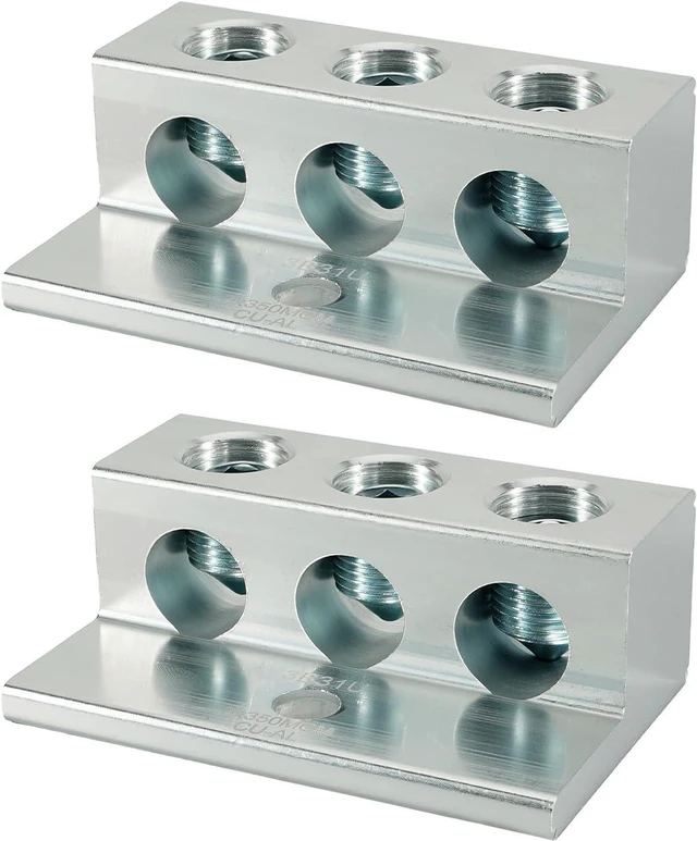Main image of 2 Pcs Dual Aluminum Ground Lug Dual Rated Double Wire Mechanical Lug Fit for 350 MCM to 6 AWG