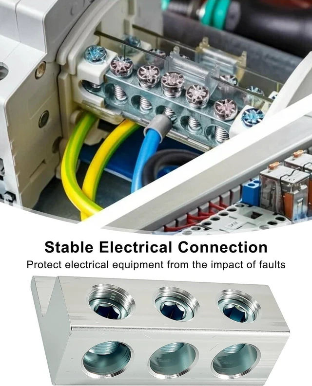 Alt view image 4 of 6 - 2 Pcs Dual Aluminum Ground Lug Dual Rated Double Wire Mechanical Lug Fit for 350 MCM to 6 AWG