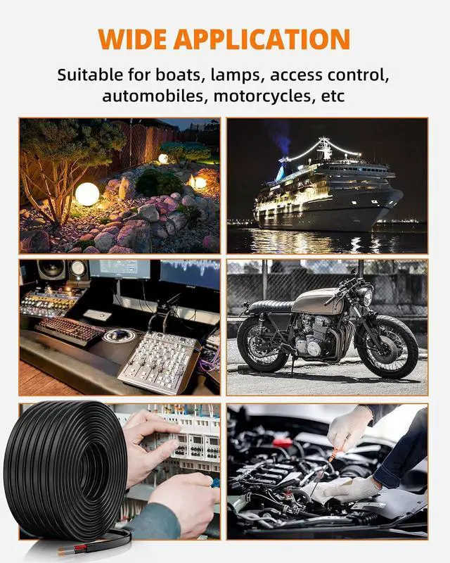 Alt view image 7 of 7 - CONEPY 14 Gauge Wire, Electric 14 Awg, 2 Conductor, Flexible/Oxygen Free, Tinned Copper/Pvc Braided 14/2 for Automotive, Marine, Led Strips, Solar, Rv, Lighting (30 Feet-9M)