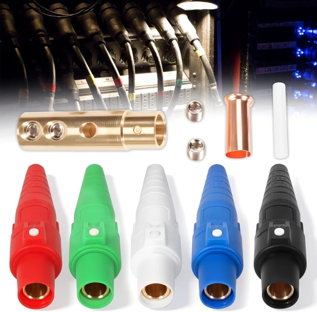 Main image of (5 Pcs Female) CLS40 400A Camlock Connector Set, Cam Lock Fittings for Power Distro Cord, 2/0-4/0 AWG Cables, 600V Camlock Power Sockets with 5 Colors