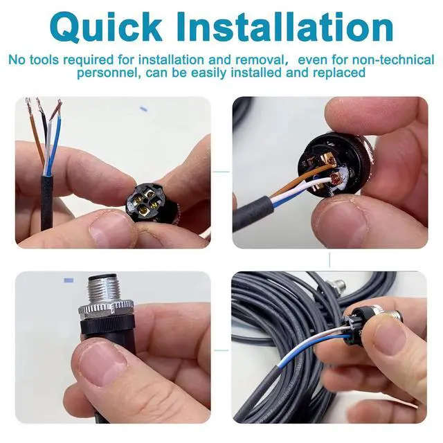 Alt view image 2 of 7 - M12 4 Pin Male & Female Right Angle Socket Panel Aviation Wire Connector,12mm Industrial Circular Connector, Outdoor Waterproof IP67,4 Sets