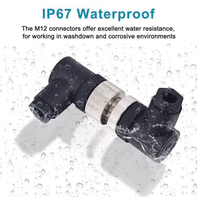 Alt view image 4 of 7 - M12 4 Pin Male & Female Right Angle Socket Panel Aviation Wire Connector,12mm Industrial Circular Connector, Outdoor Waterproof IP67,4 Sets
