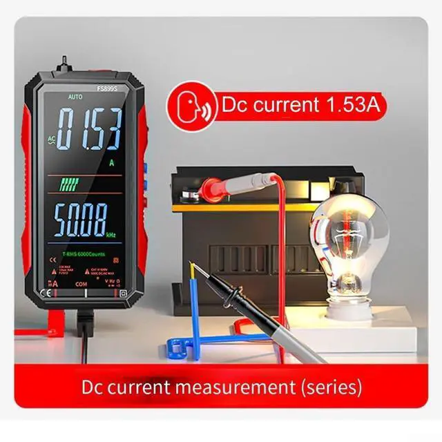 Alt view image 5 of 7 - FS899S Smart Digital Multimeter for 6000-Count Color LCD, USB-Rechargeable for Battery, NCV Live-Wire Detection, Auto-Ranging, Backlight & LED Flashlight for Electrical Testing