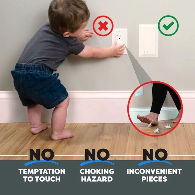 Alt view image 3 of 7 - Socket Shield Child Resistant Outlet Cover (2-Pack), White Standard Duplex Wall Plate with Sliding Locking Door, Tamper Resistant Safety Cover, Easy Installation