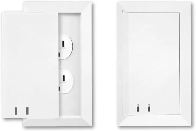 Main image of Socket Shield Child Resistant Outlet Cover (2-Pack), White Standard Duplex Wall Plate with Sliding Locking Door, Tamper Resistant Safety Cover, Easy Installation