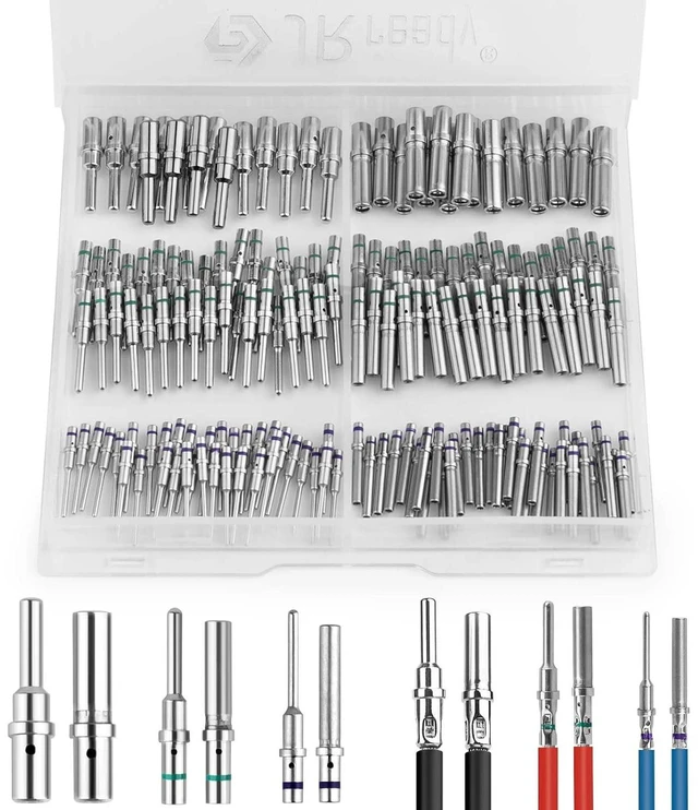 Main image of JRready ST6443 Deutsch Contact Kit, Deutsch Solid Pin, Closed Barrel Contacts Kit Size 12 16 20 Male Pins and Female Sockets Support Wire Guage 22-12AWG for DTP, DT, DTM Series Connectors
