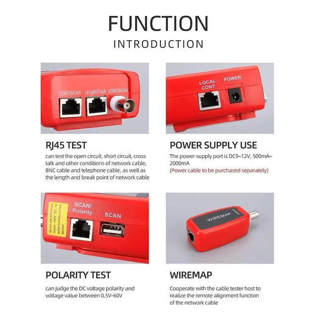 Alt view image 3 of 7 - NF-308 Network Telephone Audio Cable Length Tester Remote Identifier LAN Tracker Wire Tester Cable Locator RJ45 BNC RJ11