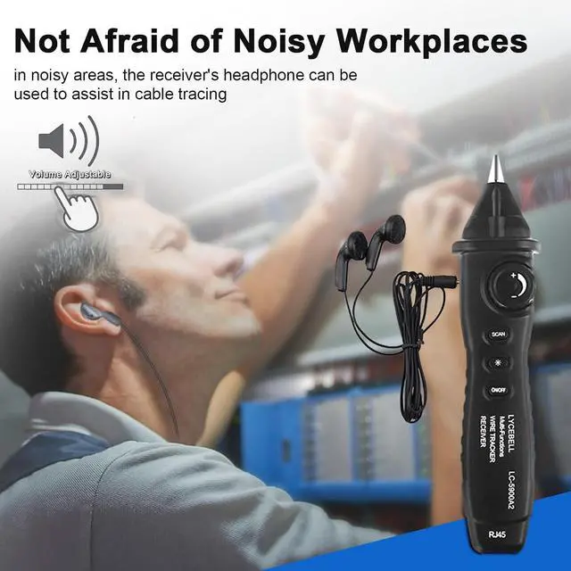 Alt view image 3 of 7 - Network Cable Tester for RJ45 RJ11, Ethernet Tester Wire Tracer Tone Generator and Probe Kit for Cat4 Cat3 BNC, Circuit Tracer Poe LAN Tester with Earphone Lamp, Break Locator Line Finder Tool