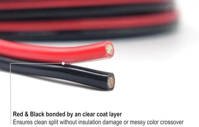 Alt view image 3 of 5 - 10 Gauge 100% Copper 50ft Red & 50ft Black Bonded Cable - True AWG Spec Stranded OFC Wire for Automotive Power Car Audio Amp Dash Primary Trailer Remote Hookup LED Light Lamp Solar Wiring (50 FT)