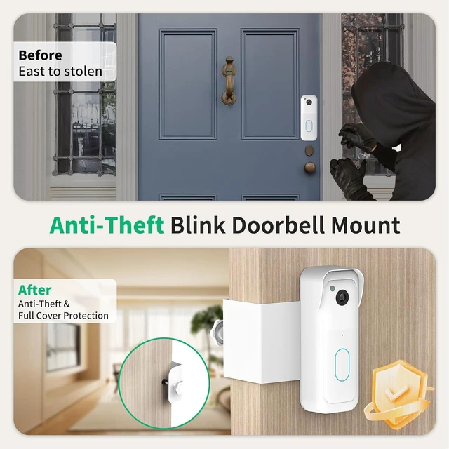 Alt view image 3 of 7 - Anti-Theft Doorbell Mount for All-New Blink Video Doorbell, No-Drill Door Mount for Rentals & Commercial Use, Sensor Clear Design Door Bell Kits (White)