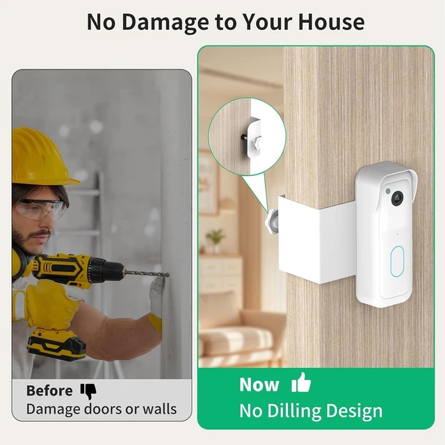 Alt view image 4 of 7 - Anti-Theft Doorbell Mount for All-New Blink Video Doorbell, No-Drill Door Mount for Rentals & Commercial Use, Sensor Clear Design Door Bell Kits (White)