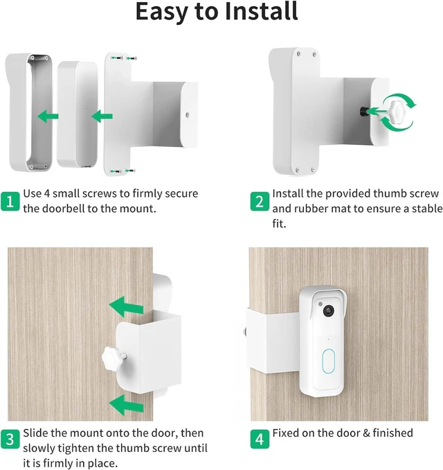 Alt view image 7 of 7 - Anti-Theft Doorbell Mount for All-New Blink Video Doorbell, No-Drill Door Mount for Rentals & Commercial Use, Sensor Clear Design Door Bell Kits (White)