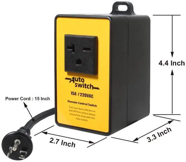 Alt view image 2 of 6 - O'SKOOL 220V Wireless Remote Control Dust Collector Start Output Switch (Battery Included)