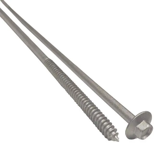 Alt view image 5 of 7 - 12" - Galvanized Timber Tie - Hex Head Structural Screw - Great for Outdoor Landscape use - Coarse Thread for Secure Hold - Rust Resistant Screw - Heavy Duty 3/16" for Extra Hold (25)
