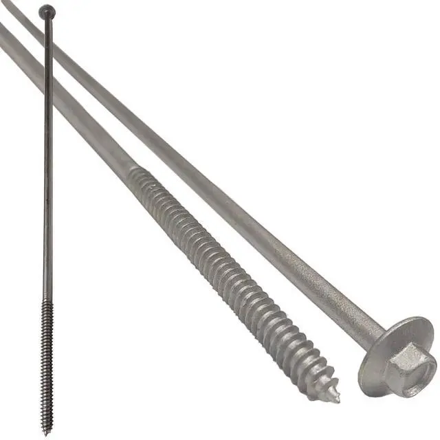 Alt view image 6 of 7 - 12" - Galvanized Timber Tie - Hex Head Structural Screw - Great for Outdoor Landscape use - Coarse Thread for Secure Hold - Rust Resistant Screw - Heavy Duty 3/16" for Extra Hold (25)