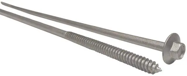Alt view image 3 of 7 - 12" - Galvanized Timber Tie - Hex Head Structural Screw - Great for Outdoor Landscape use - Coarse Thread for Secure Hold - Rust Resistant Screw - Heavy Duty 3/16" for Extra Hold (25)